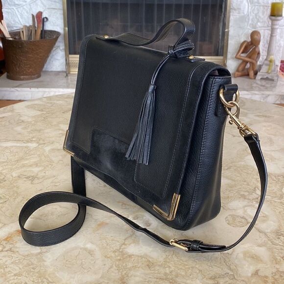 Vince Camuto Black Leather Satchel Shoulder Bag - Picture 4 of 15